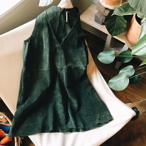 Olive green Retro Suede Free People mini dress
